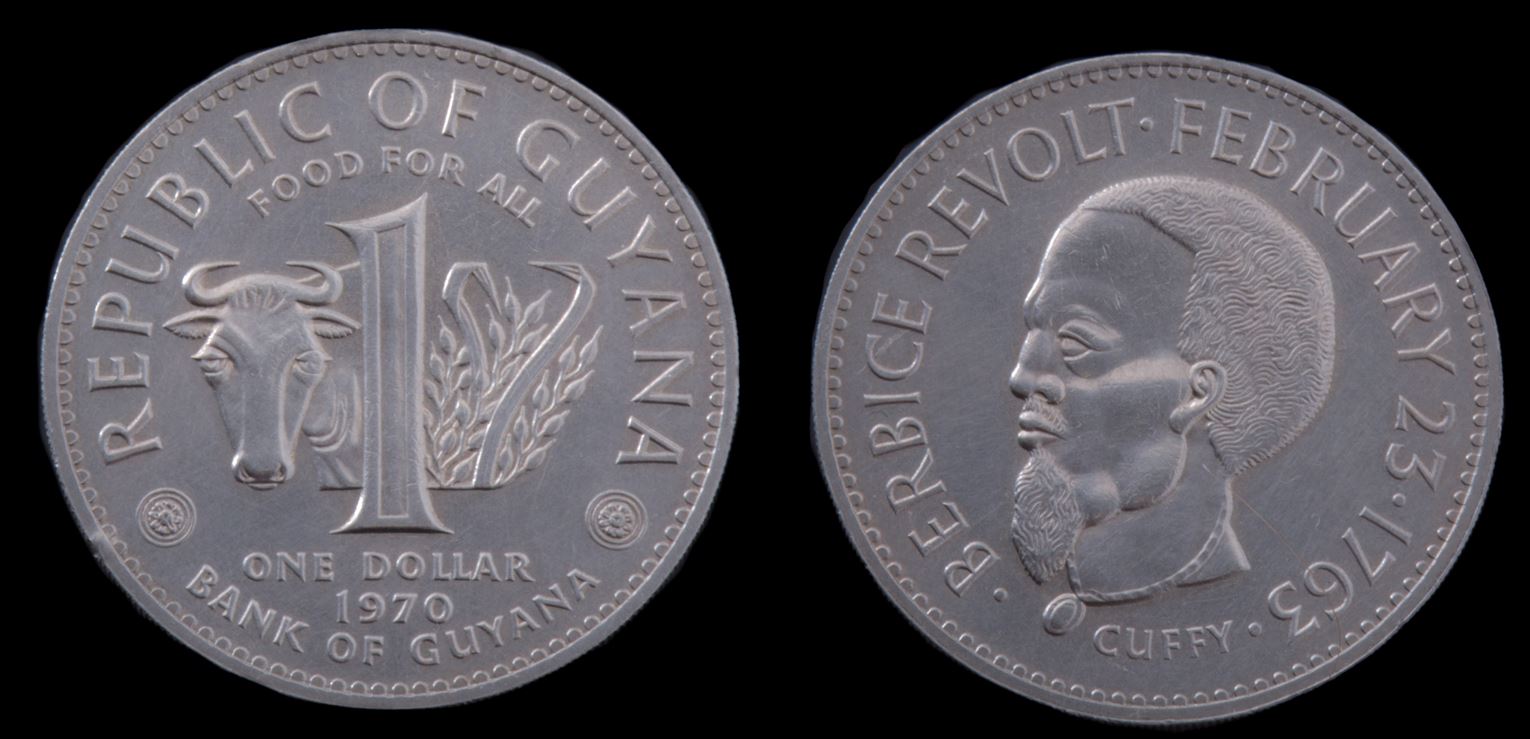 Moeda 1 Dólar Guianense 1970 - FAO e Revolta de Berbice Moeda 1 Dólar 1970 - FAO