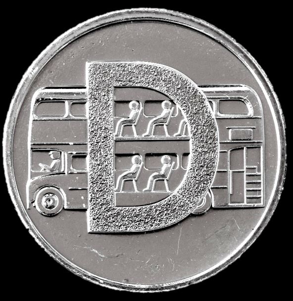 Moeda 10 Pence Srie Alfabeto Letra D de 2018 - Double Decker Bus