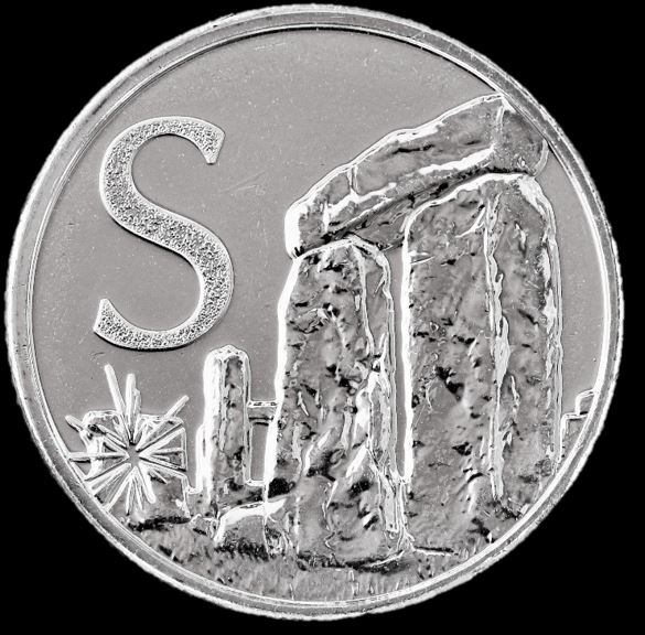 Moeda 10 Pence Srie Alfabeto Letra S de 2018 - Stonehenge