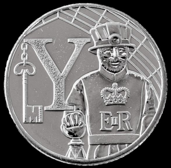 Moeda 10 Pence Srie Alfabeto Letra Y de 2018 - Yeoman Warder